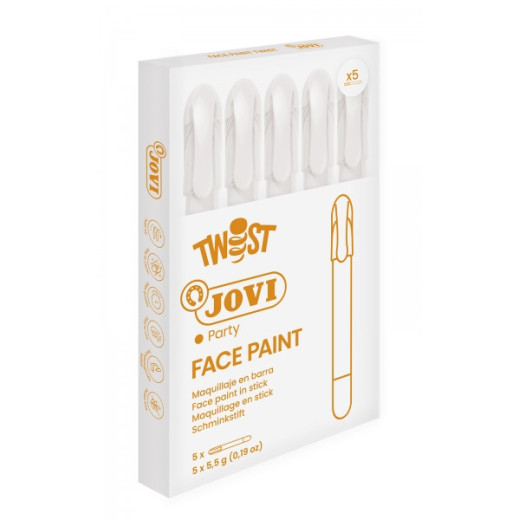 Jovi Twist Stick de Pintura de Cara - Hipoalergenico - Base Agua - Facil Aplicacion - Gran Cobertura - Secado Rapido - Facil de Retirar - Libre de Parabenos y Alergenos - Color Blanco