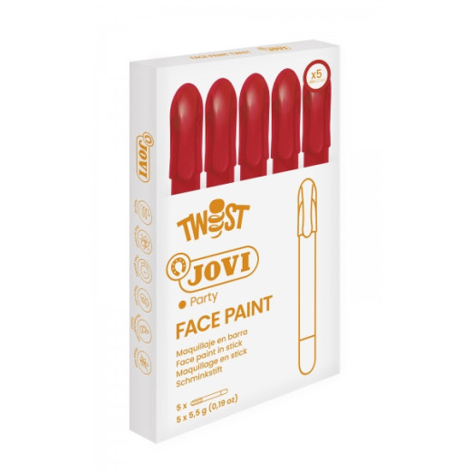 Jovi Twist Stick de Pintura de Cara - Hipoalergenico - Base Agua - Facil de Aplicar y Retirar - Gran Cubricion - Seca Rapido - sin Parabenos - Color Rojo