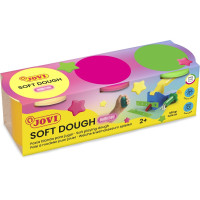 Jovi Soft Dough Blandiver Pack de 3 Botes 110gr - Blanda y Flexible - Facil de Amasar y Moldear - Ideal para Iniciacion al Modelaje - Colores Neon Surtidos