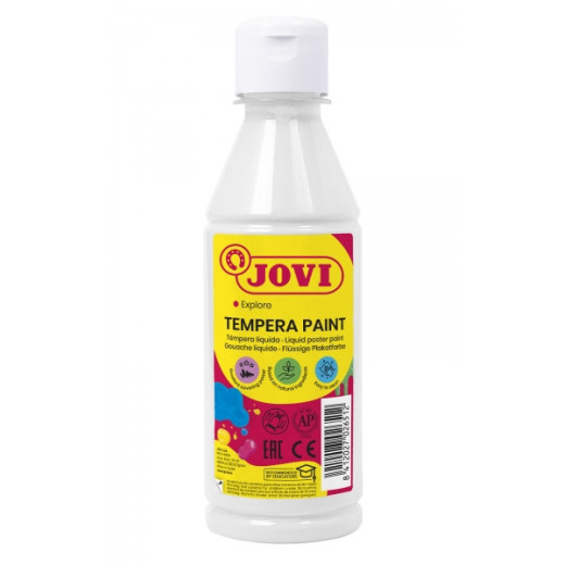 Jovi Tempera Paint Tempera Liquida 250ml - Base Agua - Lista para Usar - Alto Poder Cubriente - Secado Rapido - Excelente Fluidez - Adherencia en Multiples Superficies - Color Blanco