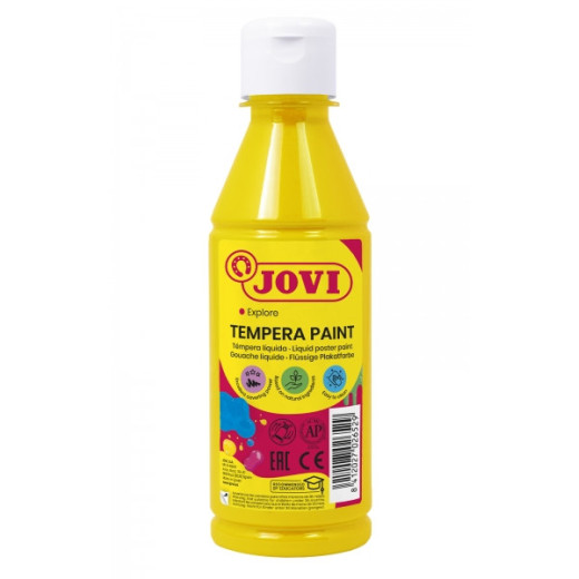 Jovi Tempera Paint Tempera Liquida 250ml - Base Agua - Lista para Usar - Alto Poder Cubriente - Secado Rapido - Excelente Fluidez - Adherencia en Multiples Superficies - Color Amarillo