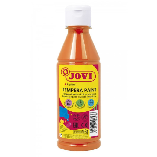 Jovi Tempera Paint Tempera Liquida 250ml - Base Agua - Lista para Usar - Alto Poder Cubriente - Secado Rapido - Excelente Fluidez - Adherencia en Multiples Superficies - Color Naranja