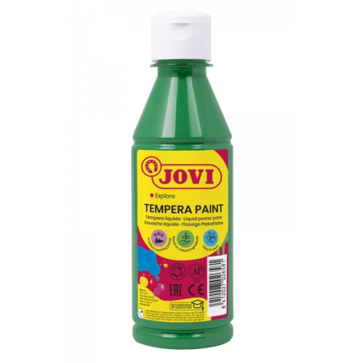Jovi Tempera Paint Tempera Liquida 250ml - Base Agua - Lista para Usar - Alto Poder Cubriente - Secado Rapido - Excelente Fluidez - Adherencia en Multiples Superficies - Color Verde Oscuro