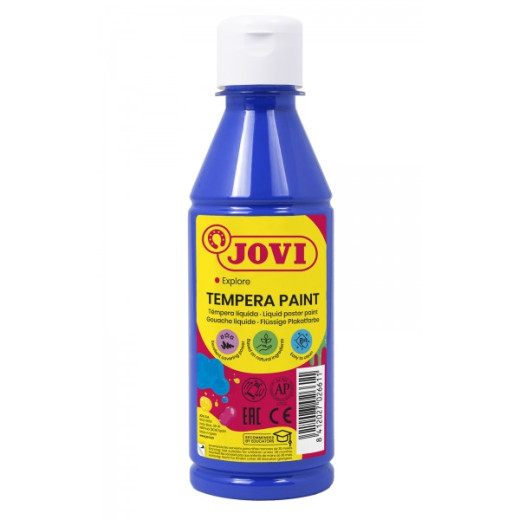 Jovi Tempera Paint Tempera Liquida 250ml - Base Agua - Lista para Usar - Alto Poder Cubriente - Secado Rapido - Excelente Fluidez - Adherencia en Multiples Superficies - Color Azul Oscuro