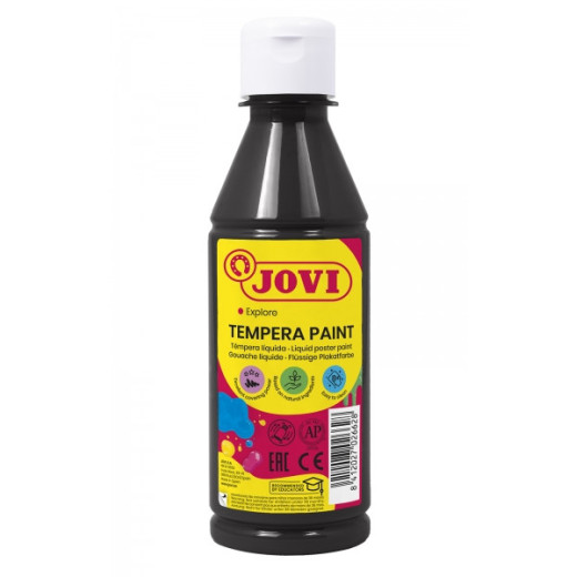 Jovi Tempera Paint Tempera Liquida 250ml - Base Agua - Lista para Usar - Alto Poder Cubriente - Secado Rapido - Excelente Fluidez - Adherencia en Multiples Superficies - Color Negro