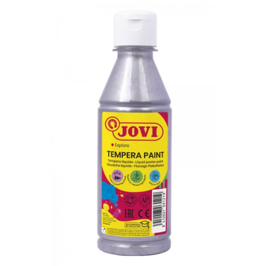Jovi Tempera Paint Tempera Liquida 250ml - Base Agua - Lista para Usar - Alto Poder Cubriente - Secado Rapido - Excelente Fluidez - Adherencia en Multiples Superficies - Color Plata