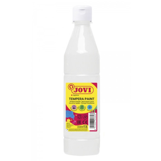 Jovi Tempera Paint Tempera Liquida 500ml - Base Agua - Lista para Usar - Alto Poder Cubriente - Secado Rapido - Excelente Fluidez - Adherencia en Multiples Superficies - Color Blanco