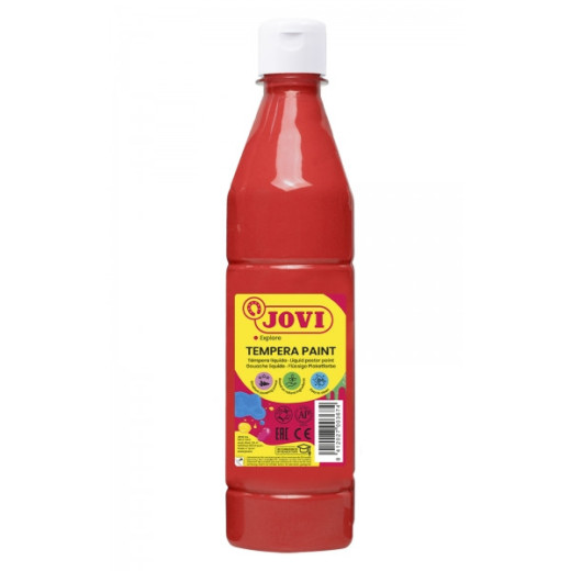 Jovi Tempera Paint Tempera Liquida 500ml - Base Agua - Lista para Usar - Alto Poder Cubriente - Secado Rapido - Excelente Fluidez - Adherencia en Multiples Superficies - Color Rojo Bermellon
