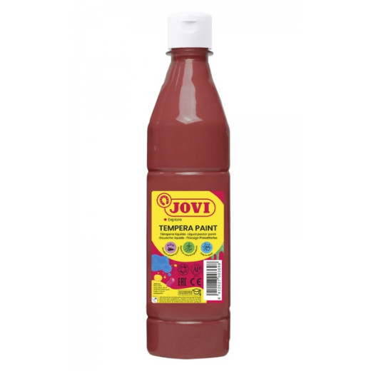 Jovi Tempera Paint Tempera Liquida 500ml - Base Agua - Lista para Usar - Alto Poder Cubriente - Secado Rapido - Excelente Fluidez - Adherencia en Multiples Superficies - Color Marron