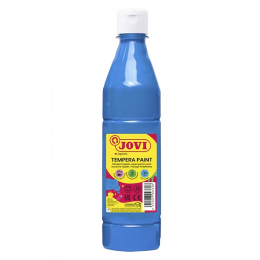 Jovi Tempera Paint Tempera Liquida 500ml - Base Agua - Lista para Usar - Alto Poder Cubriente - Secado Rapido - Excelente Fluidez - Adherencia en Multiples Superficies - Color Azul Cyan