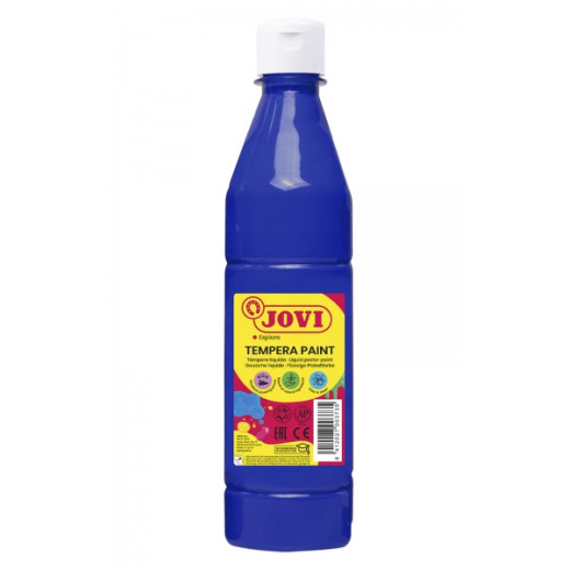 Jovi Tempera Paint Tempera Liquida 500ml - Base Agua - Lista para Usar - Alto Poder Cubriente - Secado Rapido - Excelente Fluidez - Adherencia en Multiples Superficies - Color Azul Oscuro