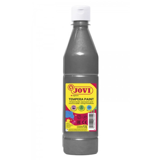 Jovi Tempera Paint Tempera Liquida 500ml - Base Agua - Lista para Usar - Alto Poder Cubriente - Secado Rapido - Excelente Fluidez - Adherencia en Multiples Superficies - Color Plata