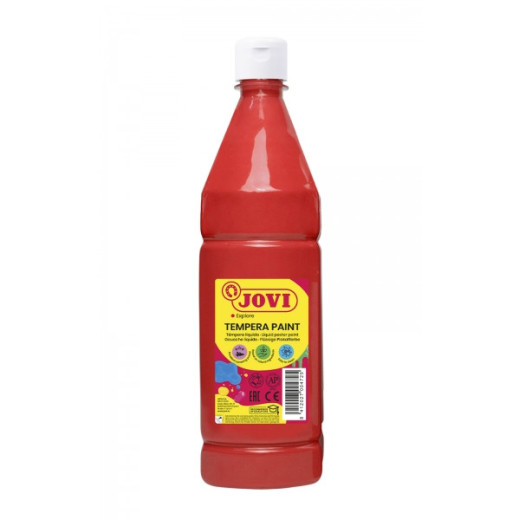 Jovi Tempera Paint Tempera Liquida 1000ml - Base Agua - Lista para Usar - Alto Poder Cubriente - Secado Rapido - Excelente Rendimiento - Facil Aplicacion - Color Rojo Bermellon