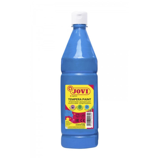 Jovi Tempera Paint Tempera Liquida 1000ml - Base Agua - Lista para Usar - Alto Poder Cubriente - Secado Rapido - Excelente Rendimiento - Facil Aplicacion - Color Azul Cyan