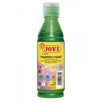 Jovi Glitter Tempera Liquida Base Agua 250ml - Particulas de Purpurina - Excelente Rendimiento - Secado Rapido - Fluidez Optima - Adherencia en Multiples Superficies - Color Verde