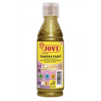 Jovi Glitter Tempera Liquida Base Agua 250ml - Particulas de Purpurina - Excelente Rendimiento - Secado Rapido - Fluidez Optima - Adherencia en Multiples Superficies - Color Oro