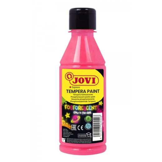 Jovi Tempera Paint Tempera Liquida Fosforescente 250ml - Brilla en la Oscuridad - Secado Rapido - Excelente Rendimiento - Facil Aplicacion - Buena Adherencia - Color Rosa