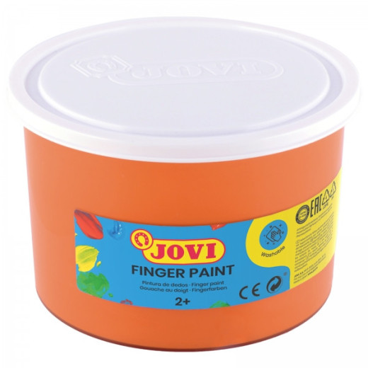 Jovi Finger Paint Bote de 500ml Pintura de Dedos - Ingredientes Naturales - Colores Mezclables - Textura Gelatinosa - Lavable - sin Gluten - No Toxico - Color Naranja