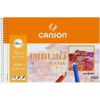 Canson Basik Cuaderno de Dibujo A4+ con Recuadro - 20 Hojas Microperforadas 130g/m² - Color Blanco