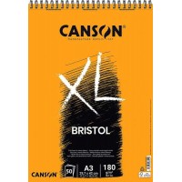 Canson Bloc XL Bristol Extraliso A3 de 50 Hojas 180gr - Acabado Satinado - Muy Resistente - Color Blanco