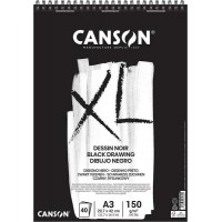 Canson XL Black Bloc de 40 Hojas Negras 150g A3 - Grano Fino - Espiral Microperforado