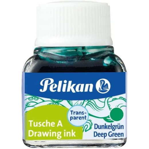 Pelikan Tinta China 523 10ml N.7 - Botella de 10ml - Ideal para Dibujo y Caligrafia - Resistente al Agua y de Secado Rapido - Color Verde Oscuro