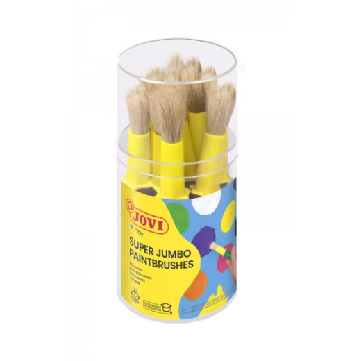 Jovi Super Jumbo Paint Brushes Bote 9 Pinceles Gruesos Pelo Cerda - Mango de Plastico - No Gotean - Limpieza Facil - Sistema de Corona Antirrodamiento - Color Varios