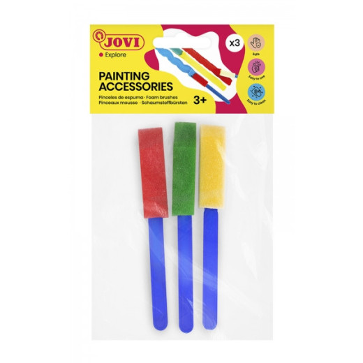 Jovi Painting Accessories Bolsa con 3 Pinceles de Espuma - Ideal para Cualquier Tipo de Pintura - Especial para Pintura de Dedos - Facil Limpieza con Agua y Jabon - Color Varios