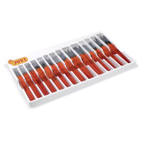 Jovi Caja Expositora de 144 Pinceles Artisticos Pelo Poney Surtidos - Pelo Natural - Mango de Madera - Calibre 00 al 12 - Punta Redonda - Pelo Suave - Color Rojo