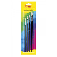 Jovi Artistic Paintbrushes Blister con 4 Pinceles Planos - Pelo Natural - Mango de Madera - Punta Plana - Pelo Duro - Color Negro