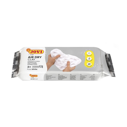 Jovi Air Dry Pasta para Modelar 500gr - Endurecible al Aire - Tacto Fresco - Facil de Moldear - Multi-Superficie - Secado en 24H - Acabado Fino - Color Blanco