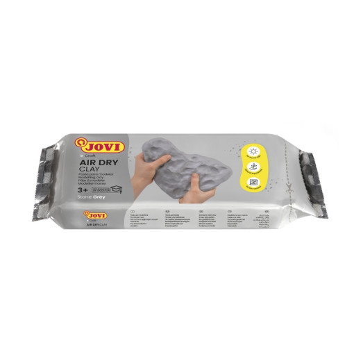 Jovi Air Dry Pasta para Modelar 500gr - Endurecible al Aire - Tacto Fresco - Facil de Moldear - Multi-Superficie - Secado en 24H - Acabado Fino - Color Gris