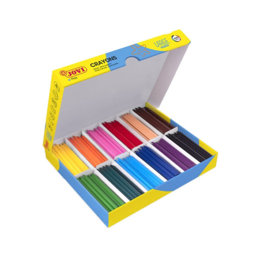 Jovi Large Easy Grip Caja de 300 Ceras Plasticas Hexagonales - Uso en Papel y Cartulina - No Manchan - No Ruedan - Ideal para Escuelas Infantiles - Colores Surtidos