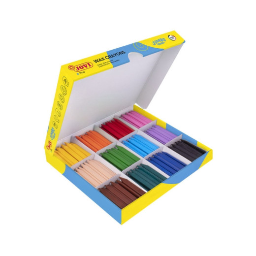 Jovi Jumbo Easy Grip Caja de 300 Ceras Triangulares - Super Resistentes - No Manchan Ni Se Rompen - Agarre Facil - Ideal paea Escuelas Infantiles - Colores Surtido
