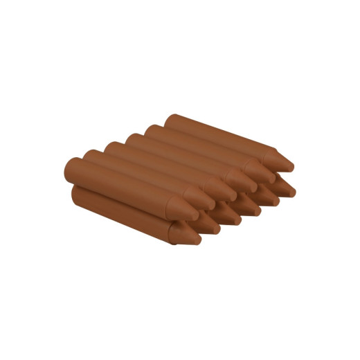 Jovi Estuche de 12 Ceras - No Manchan - No Huelen - Resistentes - Deslizan Bien - Faciles de Afilar - Ideales para Iniciacion al Dibujo - Color Marrón