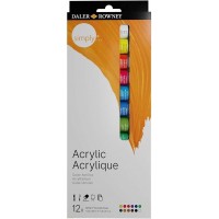 Daler Rowney Simply Pack de 12 Pinturas Acrilicas 12ml - Secado Rapido - Optima Cobertura - Mezclables - Colores Surtidos