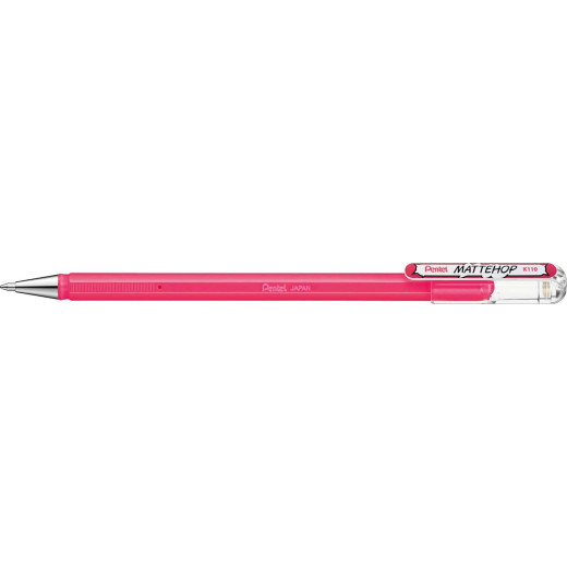 Pentel Mattehop Boligrafo de Bola - Punta 1mm - Trazo 0.5mm - Tinta de Gel Opaca - Fabricado con 55% de Materiales Reciclados - Color Rosa
