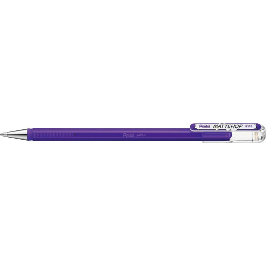Pentel Mattehop Boligrafo de Bola - Punta 1mm - Trazo 0.5mm - Tinta de Gel Opaca - Fabricado con 55% de Materiales Reciclados - Color Violeta