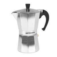 Orbegozo KF 600 Cafetera Italiana Placentera y Segura - Capacidad para 6 Tazas - Mango Ergonomico - Valvula de Seguridad - Facil Limpieza - Compatible con Gas - Electricidad y Vitroceramica