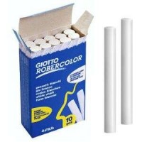 Giotto Robercolor Pack de 10 Tizas Redondas Blancas - Testadas Dermatologicamente - Compactas y Duraderas