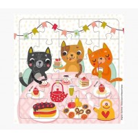 Pictura Tarjeta Puzzle de Gatos - 15.5x15.5cm - 25 Piezas - Tematica Felina - Incluye Sobre Blanco - Certificacion FSC