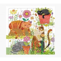 Pictura Tarjeta Puzzle de Gatos - 15.5x15.5cm - 49 Piezas - Tematica Felina - Incluye Sobre Blanco - Certificacion FSC