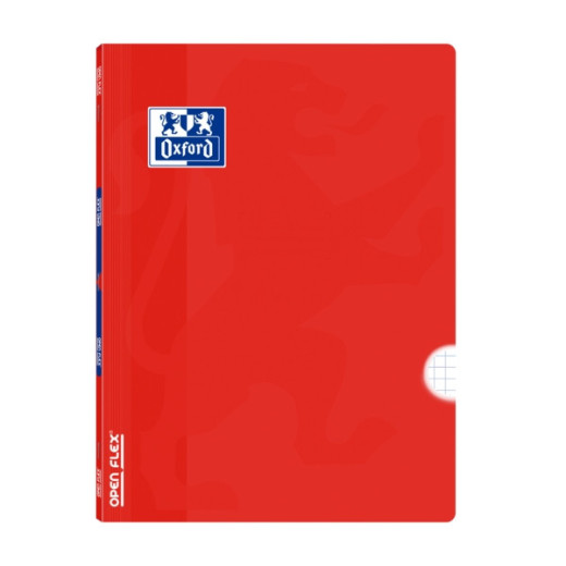 Oxford School Classic Openflex A4 - Tapa de Plastico Resistente - Libreta Grapada 4x4 con Margen - 48 Hojas de Alta Calidad - Color Rojo