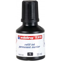 Edding T25 Bote de Recarga para Rotulador Permanente - Capacidad 30ml - Color Negro