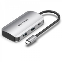 Vention HUB 5 en 1 USB-C a 4xUSB3.0/PD100W - 0.15m - Color Gris