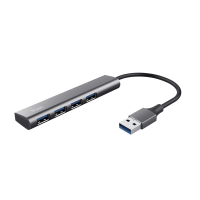 Trust Hub USB de Aluminio Halyx - 4 Puertos USB-A - Velocidad de 5 Gbps - Compacto y Resistente - Conexion Sencilla