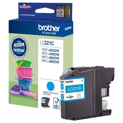 Brother LC221 Cyan Cartucho de Tinta Original - LC221CBP