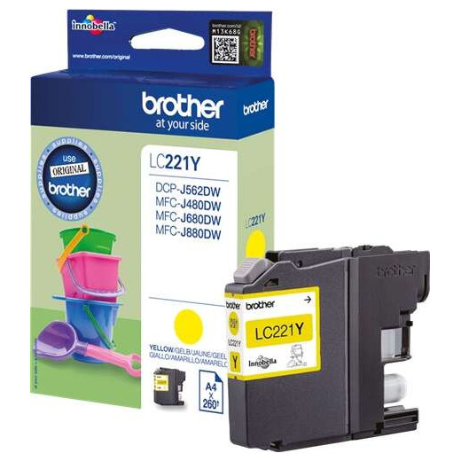 Brother LC221 Amarillo Cartucho de Tinta Original - LC221YBP