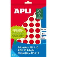 Apli Etiquetas 10 Rojas Ø 16mm 8 Hojas