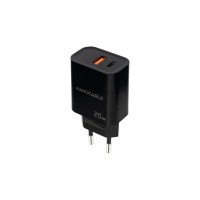 Nanocable Cargador de Pared USB-C/PD + USB-A/QC 20W - Color Negro